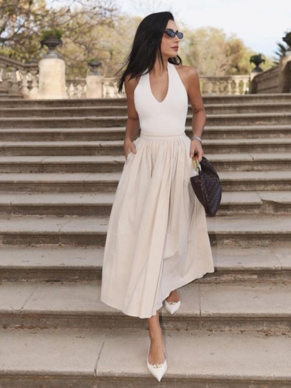 Zara Cream A-Line Gathered Midi Skirt New With Tags 2252/653 - Picture 7 of 7
